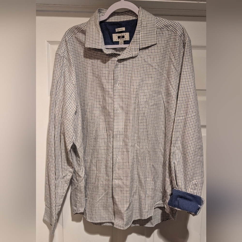 Joseph Abboud Men's 100% Cotton No-Iron Checkered Long Sleeve Casual Button Down